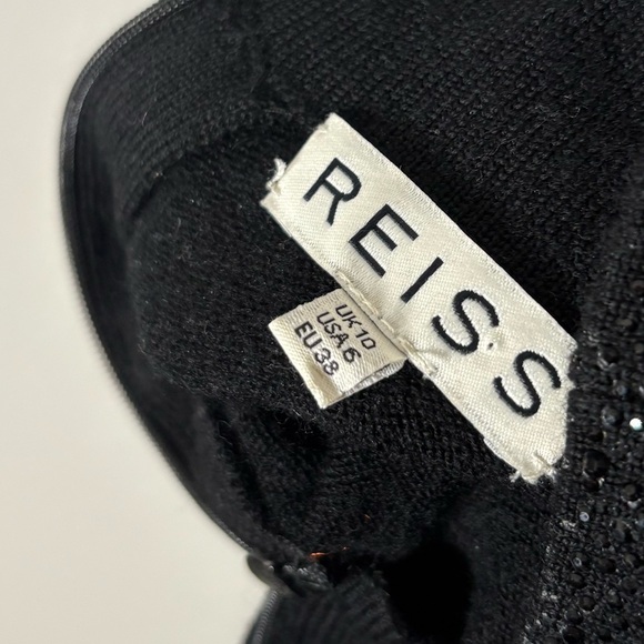 Reiss Black Seline Embellished Knit Wool Dress - Picture 9 of 9